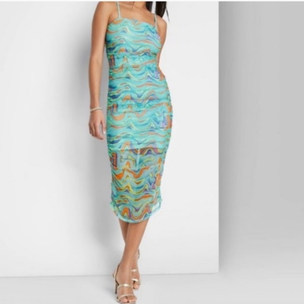 Wild Fable Bright blue bodycon mesh dress
